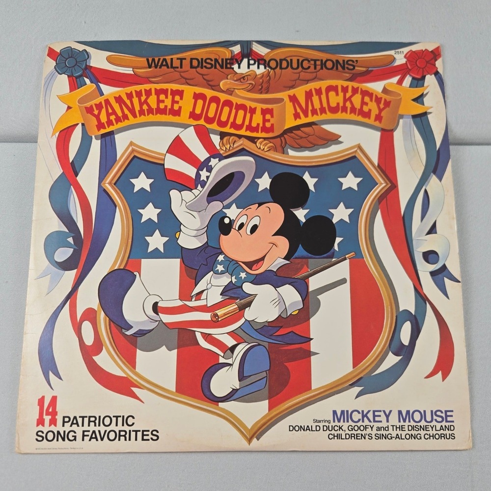Disney Yankee Doodle Mickey Vinyl Record LP 2511 Patriotic Songs 1980 12 Inch